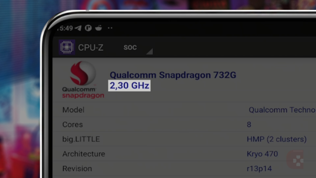 Screenshot do app CPU-Z