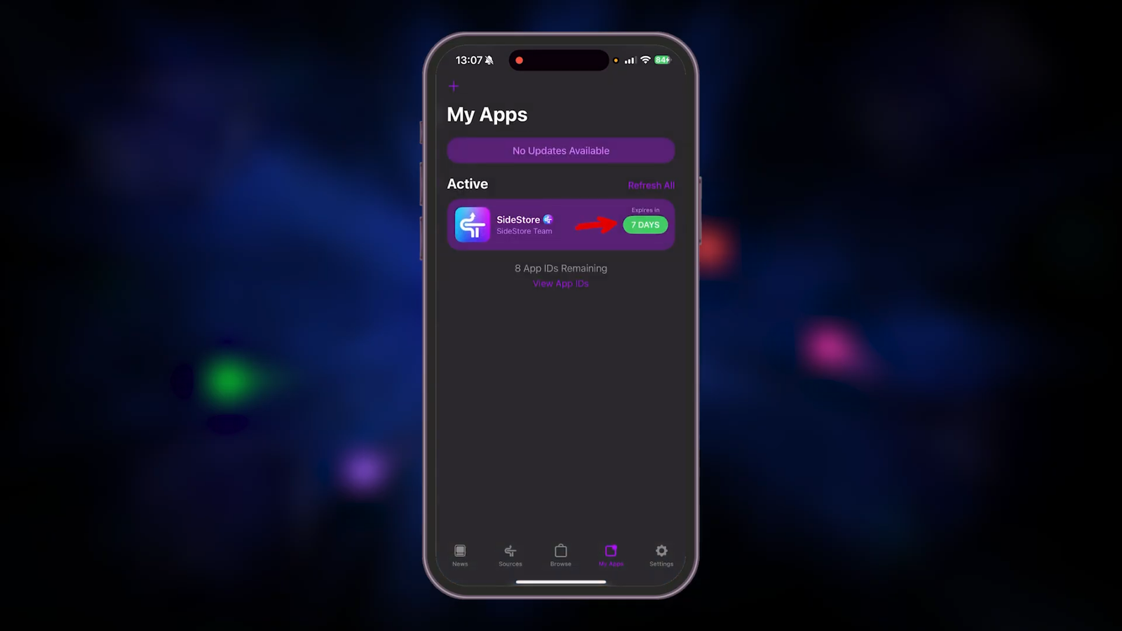 Configuração do app SideStore, essencial para saber como jogar PS2 no iPhone.