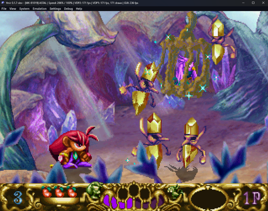 Screenshot do jogo NiGHTS into Dreams rodando no emulador Ymir 0.1.7.