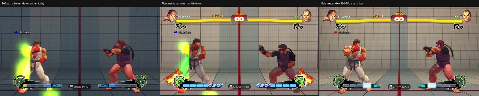 Comparação do renderer Vulkan do Ultra Street Fighter IV Recompiled