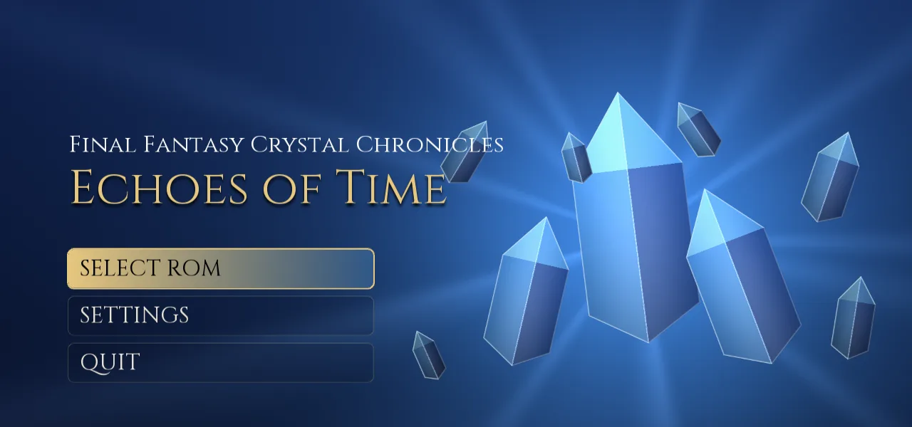 Echoes of Time: tela inicial do port FFCCEOT-Recomp para Windows e Linux