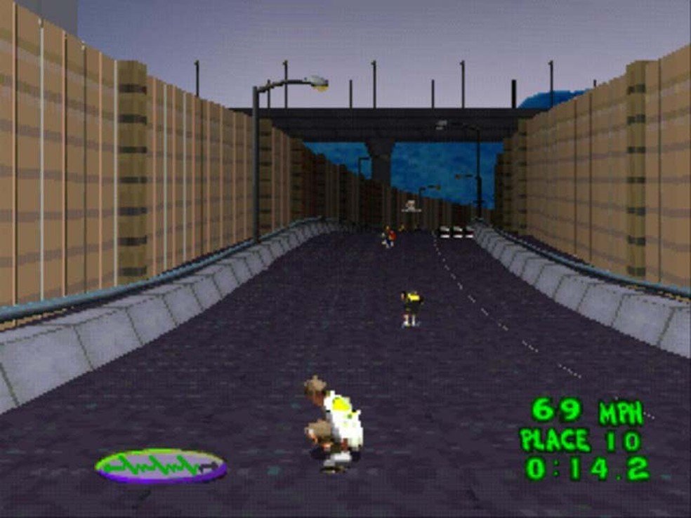 Gameplay do 2Xtreme original de PS1; a prévia Mac não foi demonstrada nesta imagem