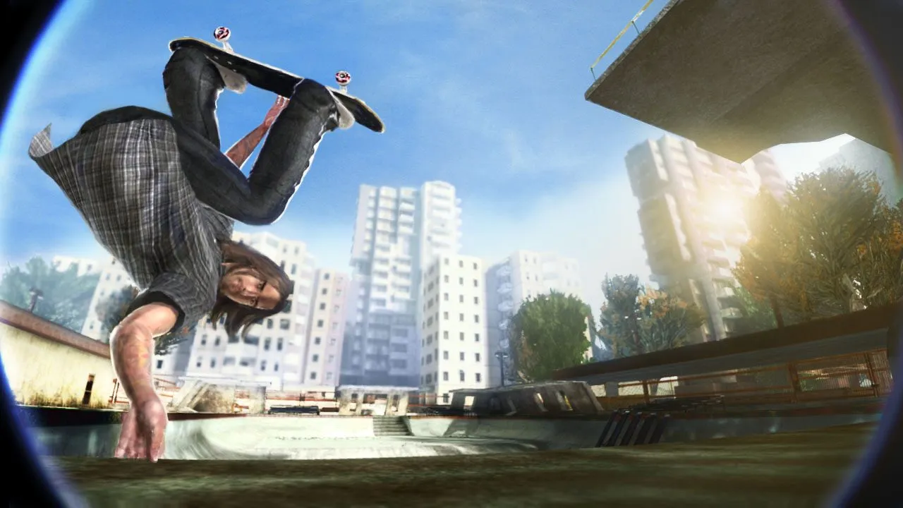 Skatista realiza manobra acrobática em Skate 2