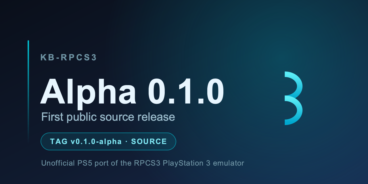 Arte da versão alpha do KB-RPCS3 para PlayStation 5, divulgada pelo criador kamb205