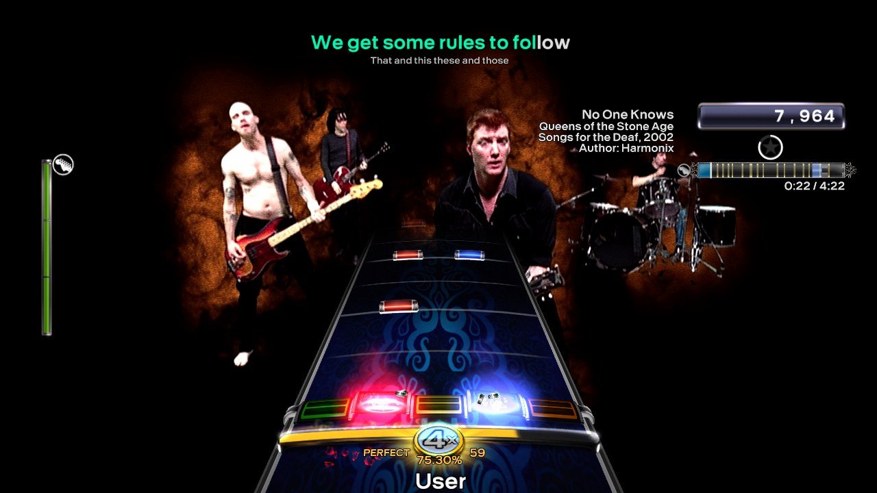Rock Band 3 no projeto band3_recomp com vídeo musical integrado ao cenário
