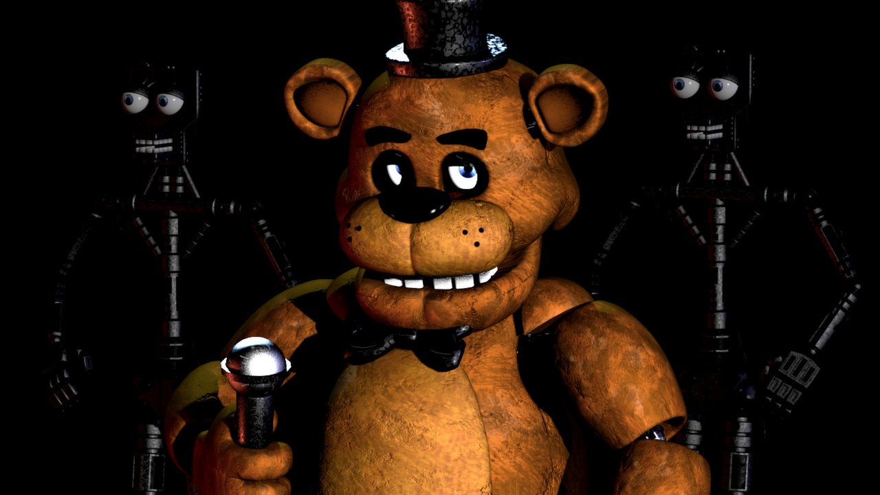 Five Nights at Freddy's original em ambiente escuro com animatrônicos