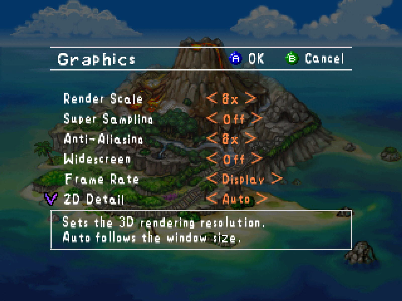 Opções gráficas de Pokémon Snap Recompiled no PC
