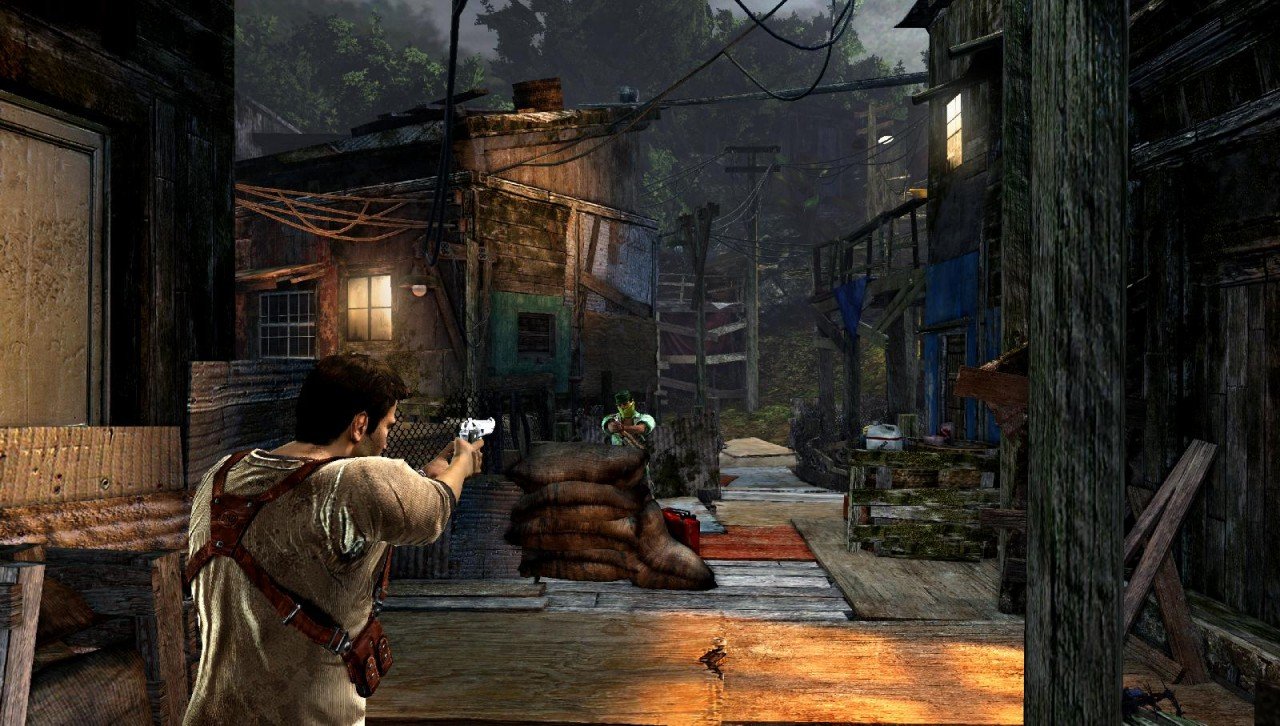 Uncharted: Golden Abyss original em PS Vita, Nathan Drake aponta pistola em cenário de combate; imagem ilustrativa na pauta Project Ativ