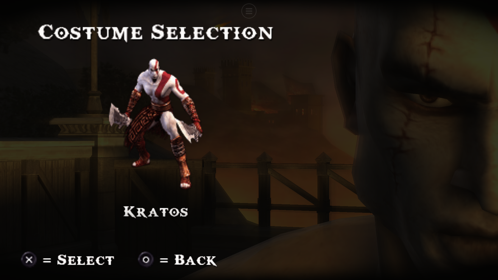 Cena de God of War Chains of Olympus original do PSP, não é teste do emulador R36S