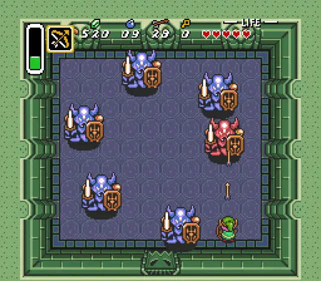 Cena de combate em masmorra de Zelda A Link to the Past