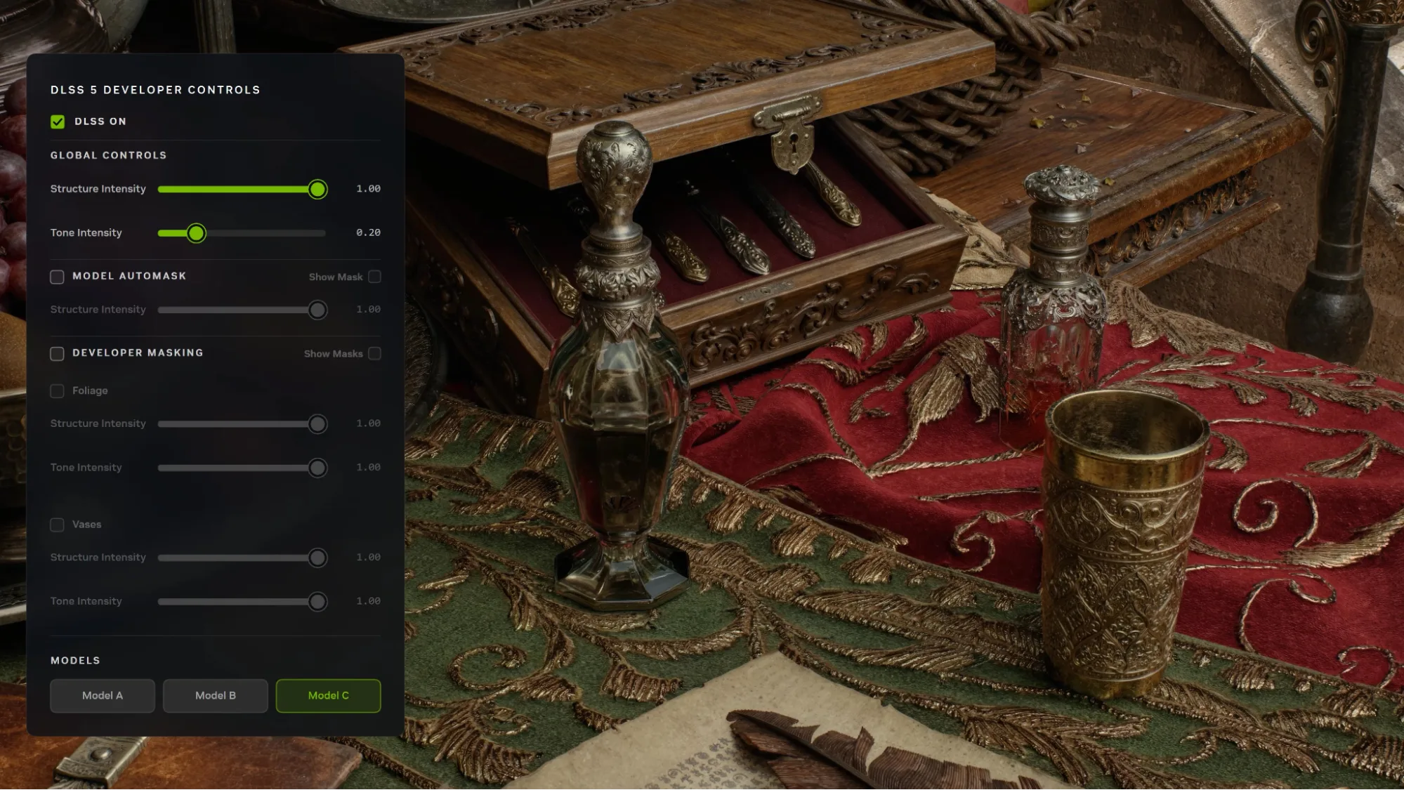 Controles de Neural Rendering, referência contextual ao OptiScaler DLSS 5 1.2