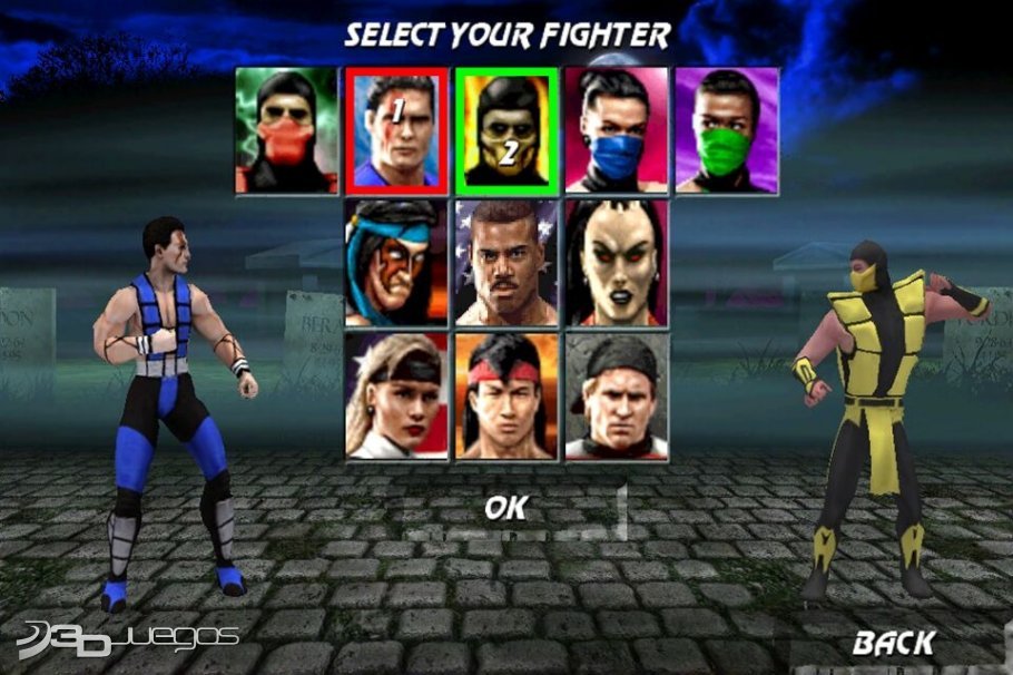 Seleção de personagens da versão iOS de Ultimate Mortal Kombat 3