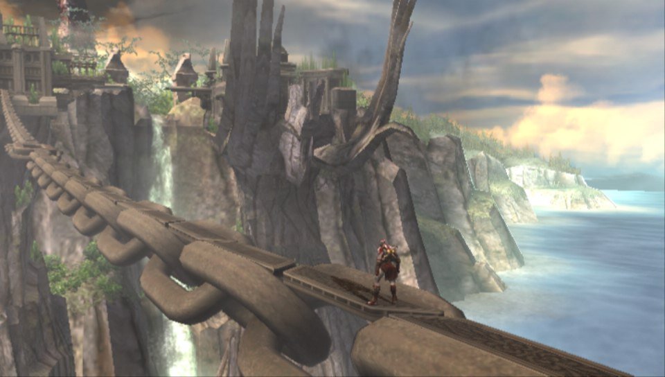 Cenário de God of War Collection no PS Vita, referência visual à ferramenta Vita Recomp Tool