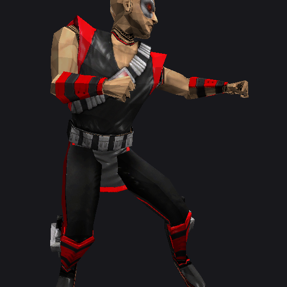Modelo 3D de Kano da versão iOS de Ultimate Mortal Kombat 3 em visualizador técnico.