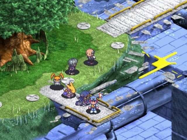 Digimon World 3 em gameplay durante exploração em Asuka City