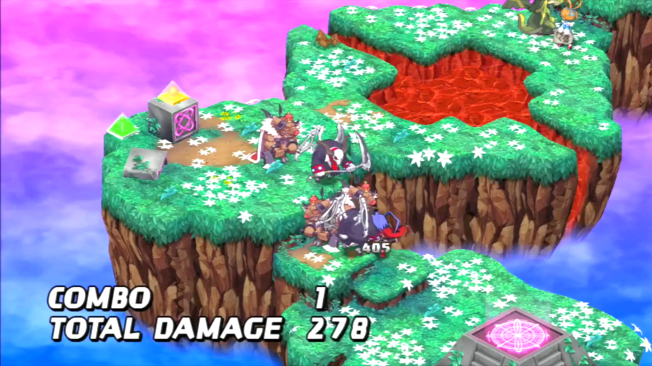 Disgaea D2 em gameplay durante uma batalha no PlayStation 3