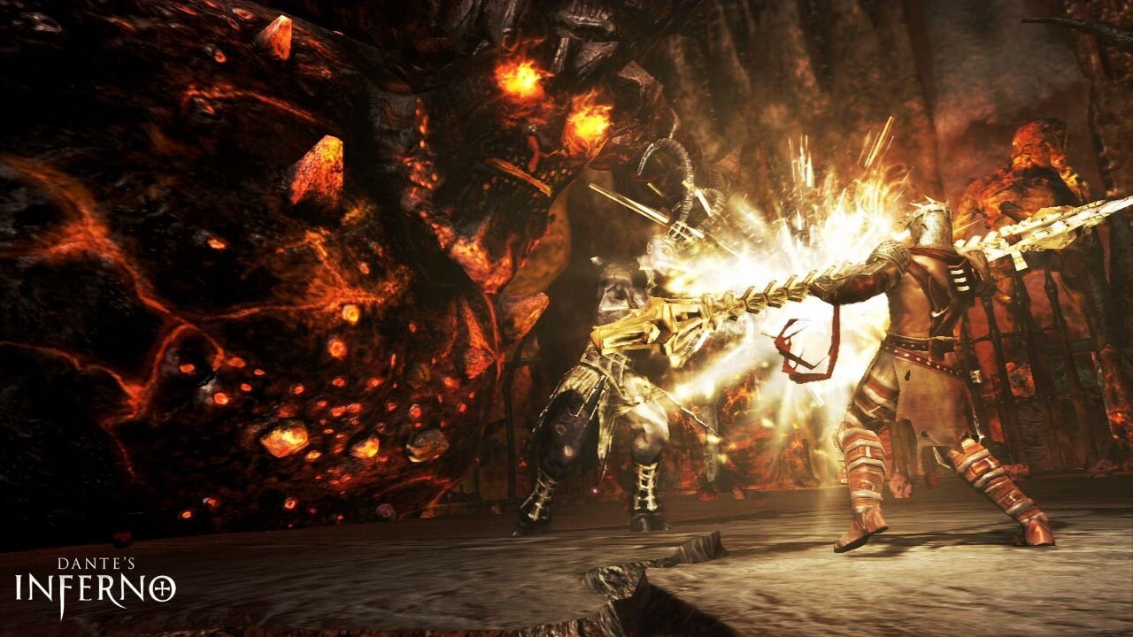 Imagem histórica de Dante’s Inferno em trailer de divulgação do jogo original