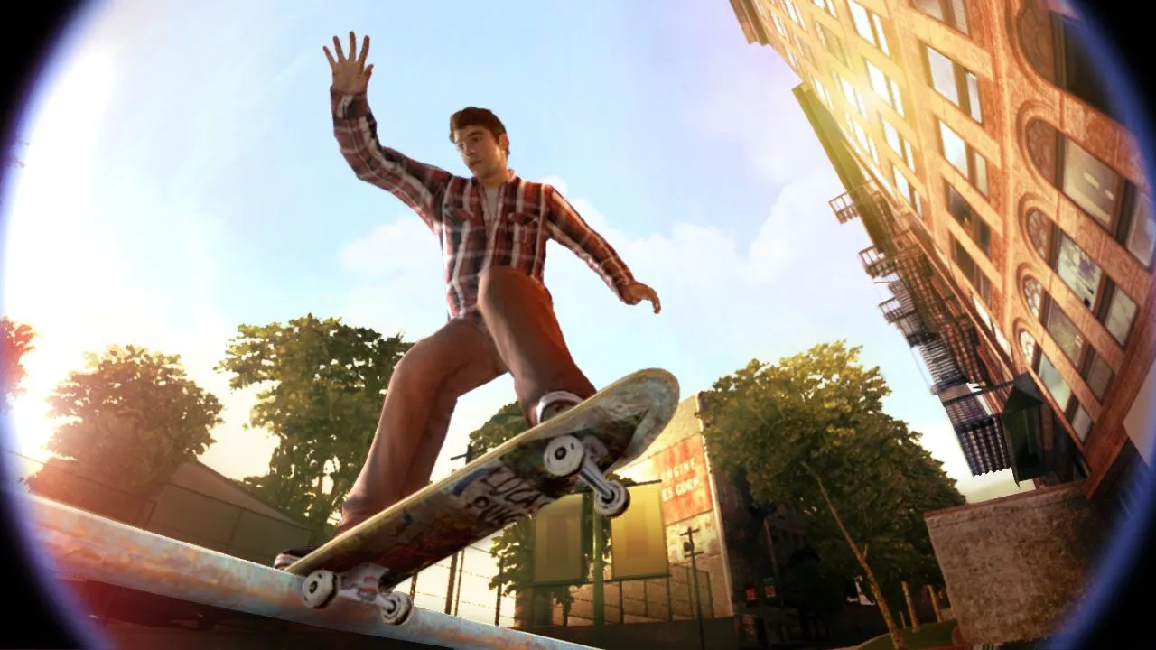 Skatista em manobra urbana do Skate 2, imagem oficial Electronic Arts