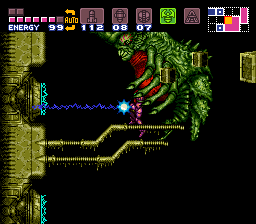 Samus enfrentando Draygon no port de Super Metroid em C#