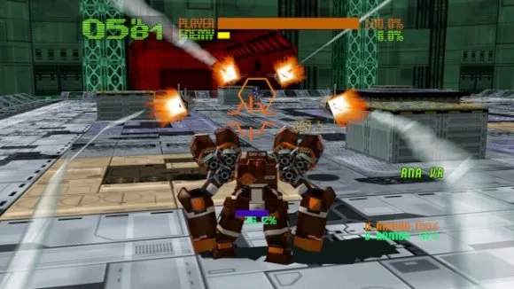 Virtual-On Oratorio Tangram — cenário de combate e HUD