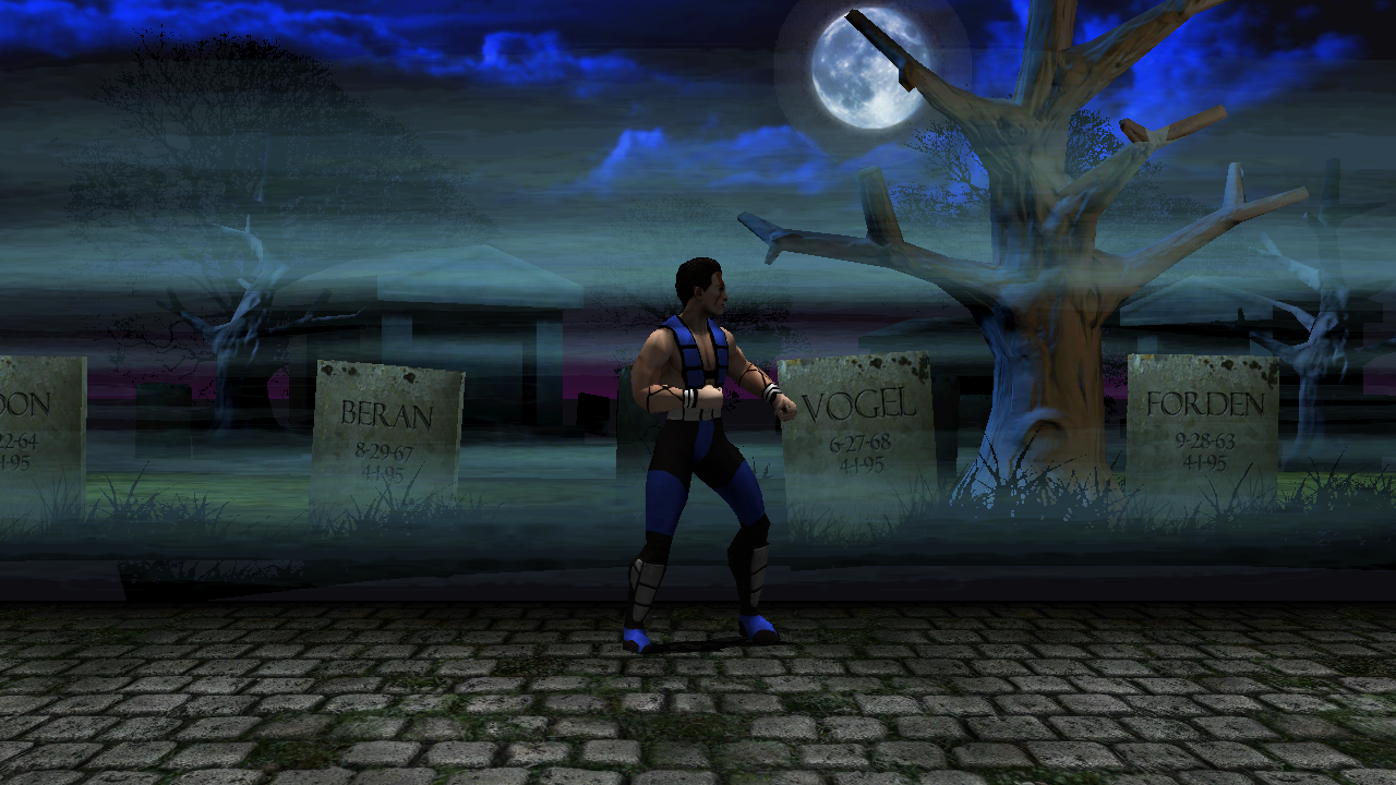 Cenário Graveyard de Ultimate Mortal Kombat 3 renderizado por ferramenta do projeto.