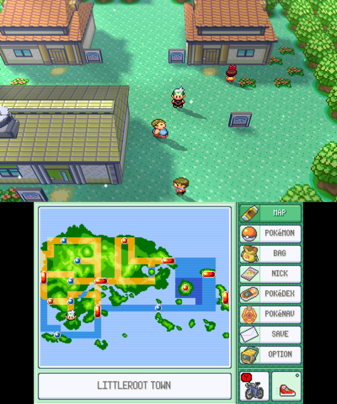 Duas telas de Pokémon Emerald 3Ds Dual Screen em captura publicada pelo projeto