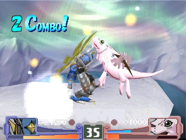 Digimon Rumble Arena original para PlayStation 1: personagens em combate