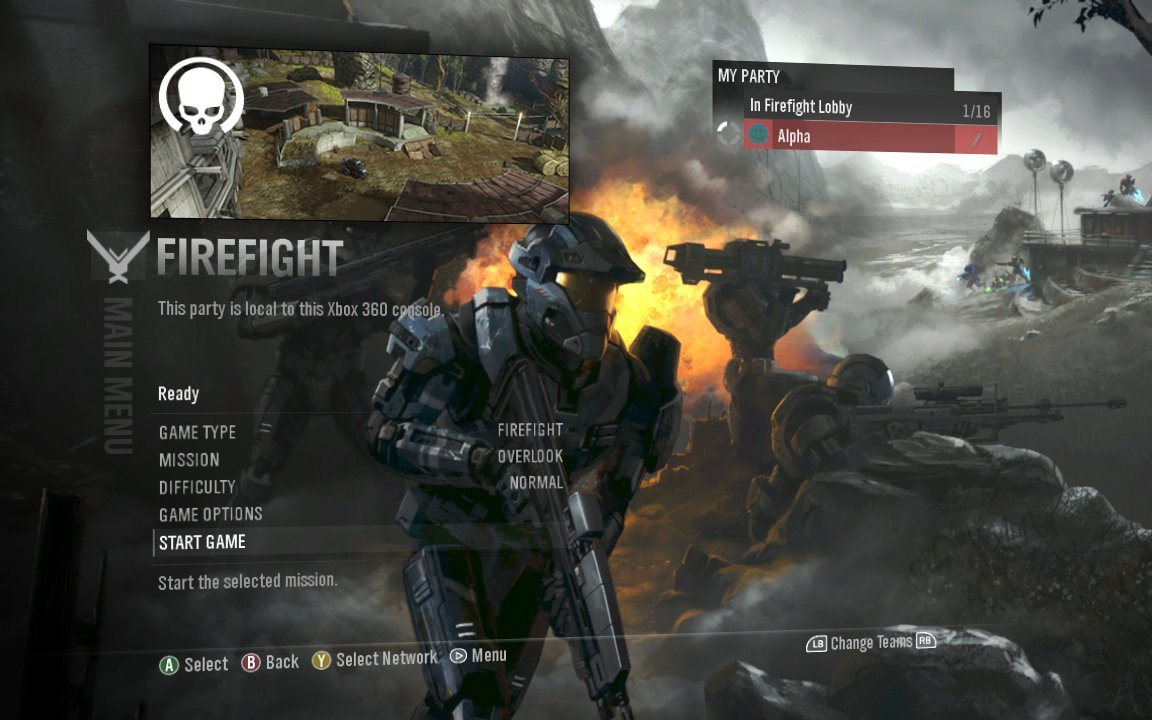 Lobby do modo Firefight em Halo Reach recompilado para Linux