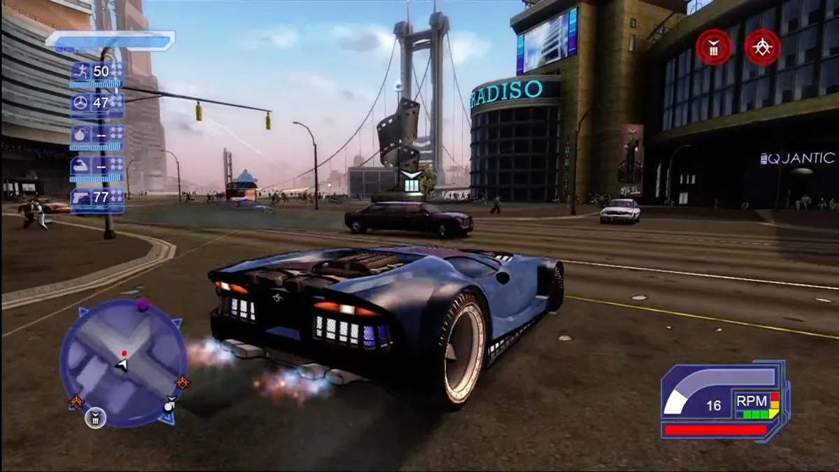 Crackdown Xbox 360 — condução de veículo por ruas de Pacific City